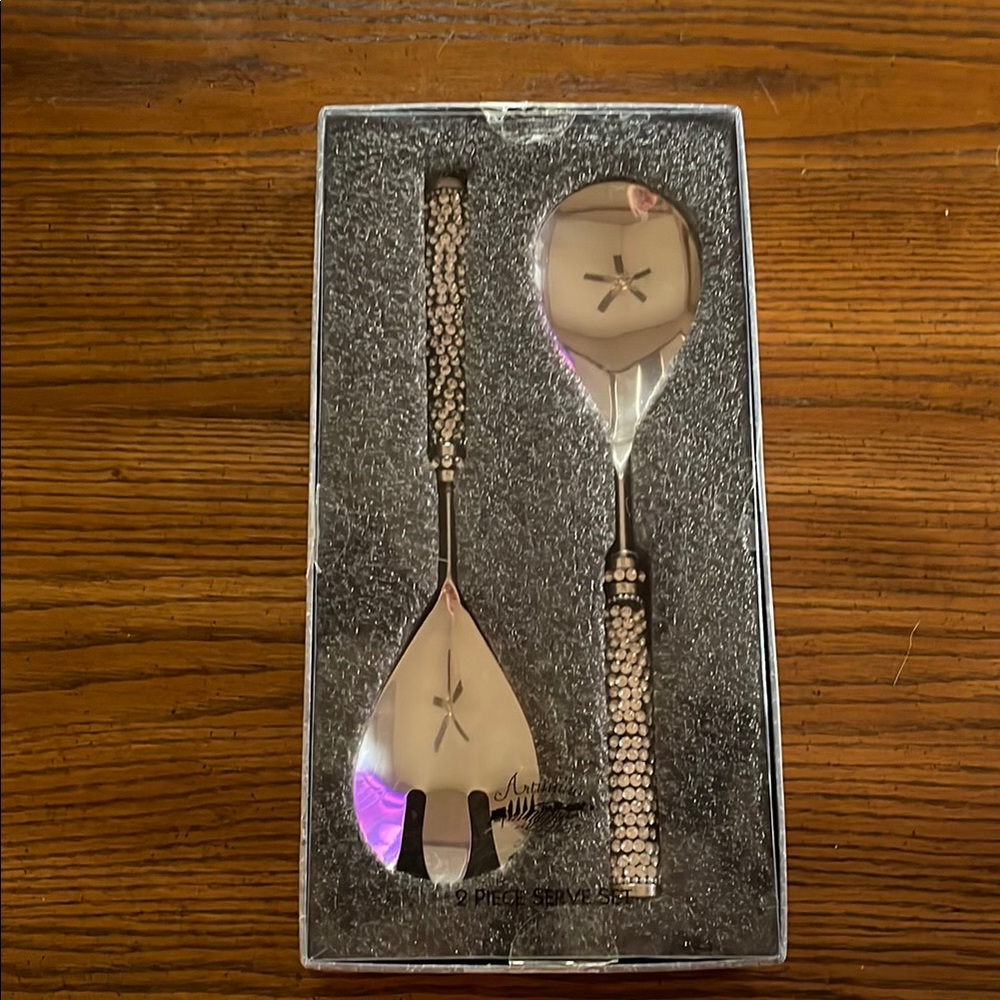 Artimino Set Of 2 Large Aluminum Salad Serving Utensils Bling Handles Dillards